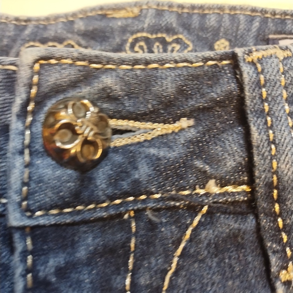 Miss Me Skinny Jeans Womens 28 Dark Wash Low Rise Embellished Y2K Western Denim - Picture 11 of 15